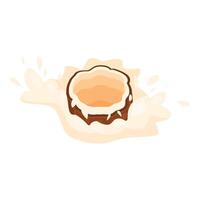 Coconut milk splashing around coconut shell vector