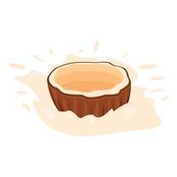 Coconut splashing into coconut milk on white background vector