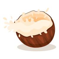 Fresh coconut milk splashing out of coconut shell vector