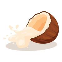 Fresh coconut milk splashing from coconut shell vector
