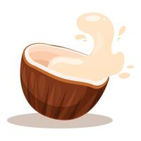 Coconut splashing its delicious and healthy milk vector