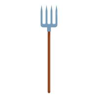Pitchfork with wooden handle standing upright for farm work vector