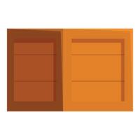 Wooden cabinet with open doors showing empty shelves vector
