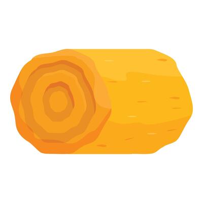 Hay bale lying horizontally isolated on white background