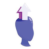Human head with up arrow showing personal growth and progress vector