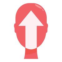 Red head with white up arrow representing positive thinking vector