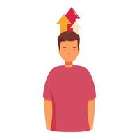 Young man visualizing success with arrows pointing up vector