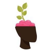 Human head with brain and plant growing symbolizing personal growth vector