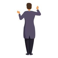Orchestra conductor directing musicians with passionate movement from behind vector