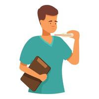 Nurse holding thermometer and clipboard checking temperature vector