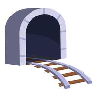 Empty railway tunnel going through mountain vector