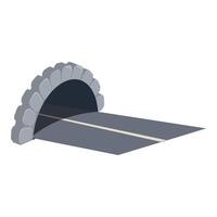 Empty road disappearing into a dark tunnel under stone arch vector