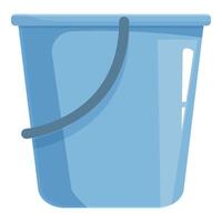 Blue empty plastic bucket with metal handle standing for cleaning vector