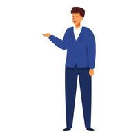 Businessman is gesturing with his hand while smiling vector