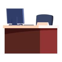 Reception desk with computer showing blank screen for customer service vector