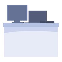 Reception desk with computer monitor and laptop for hotel check in vector