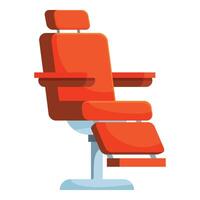 Red comfortable barbershop chair standing on white background vector