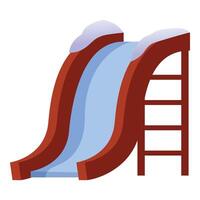 Wooden slide covered with snow standing on white background vector