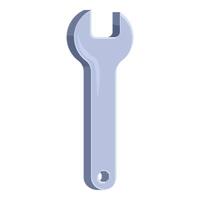 Metallic wrench standing in vertical position representing fixing concept vector