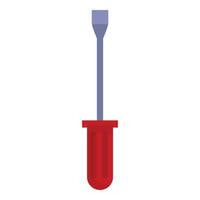 Chisel screwdriver with red handle standing on white background vector