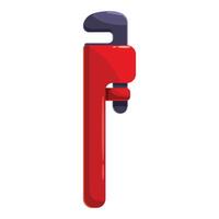 Red pipe wrench standing upright on white background vector