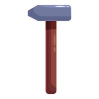 Metal hammer is standing with a wooden handle on a white background vector