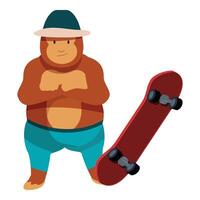 Cool monkey wearing a hat and posing with his skateboard vector