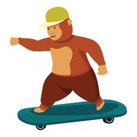 Cool monkey wearing a cap is skateboarding in pants vector
