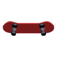 Red skateboard lying upside down on white background vector