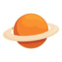 Orange planet with ring orbiting in solar system vector