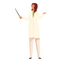 Female scientist explaining something using pointer stick vector