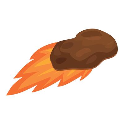 Meteorite is burning as it enters the earth's atmosphere