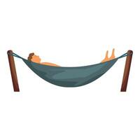 Man relaxing lying on hammock between two palm trees vector