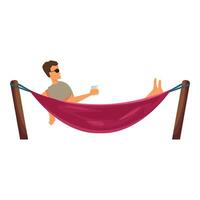 Man relaxing in hammock enjoying summer vacation vector
