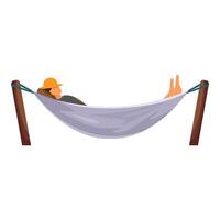 Construction worker relaxing in hammock after work vector