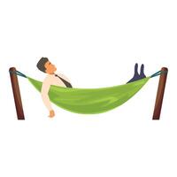 Businessman relaxing in hammock after work enjoying rest vector