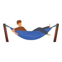 Young man relaxing lying in comfortable hammock enjoying summertime vector