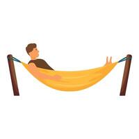 Man relaxing in hammock enjoying summer vacation vector