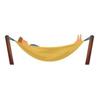 Young man relaxing lying in comfortable hammock vector