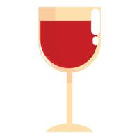 Wine glass full of red wine standing on thin stem vector