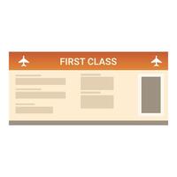 First class airplane boarding pass ticket allowing entry to flight vector