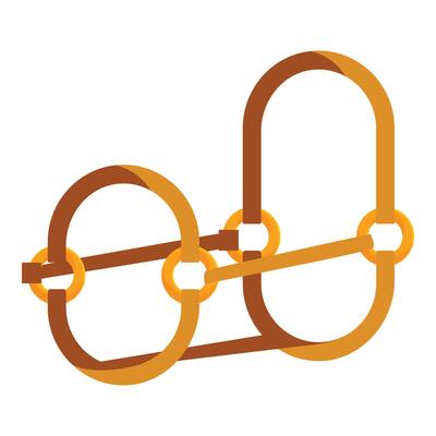 Golden rings interlocking creating abstract shape