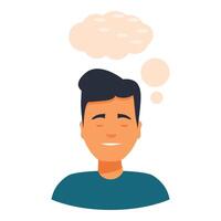 Happy man is imagining something and smiling with closed eyes vector