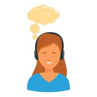 Smiling female call center operator having an idea vector