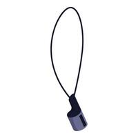 Black whistle hanging on lanyard for refereeing sporting event vector