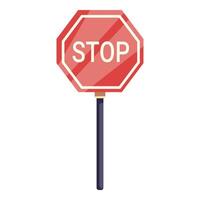 Red stop sign standing on a pole signaling to stop vector