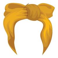 Yellow headscarf tied in a knot with a bow on top, side view vector