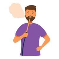 Bearded man smoking hookah relaxing and enjoying vector