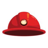 Red mining helmet providing illumination in the dark vector