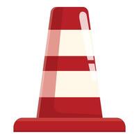 Red and white striped traffic cone standing upright vector